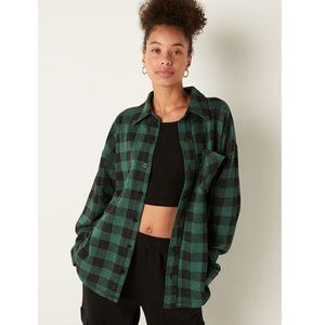 PINK Plaid Oversized Fleece Shacket